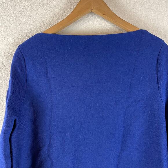 Cos Wool Blend Tunic Sweater Womens Medium Blue Boatneck 3/4 Sleeves Modern - Picture 8 of 11